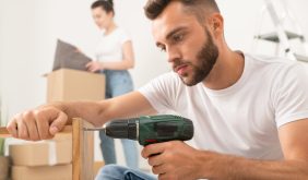 Concentrated on assembling furniture